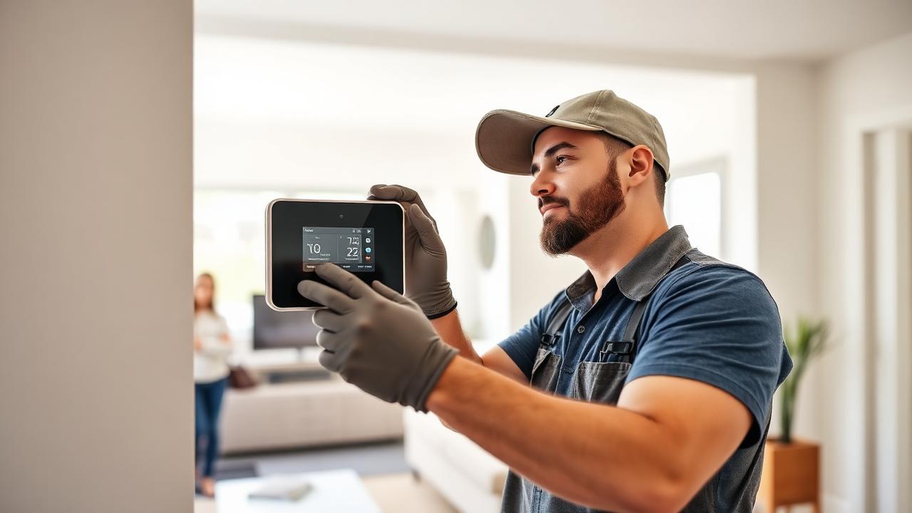 Smart thermostat installation in Manteca home
